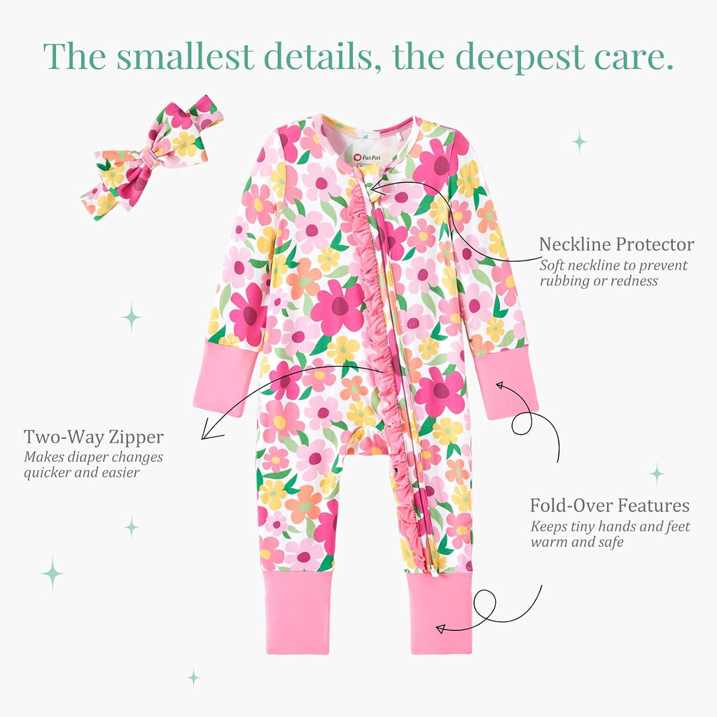 Bamboo Viscose Baby Footie with Headband