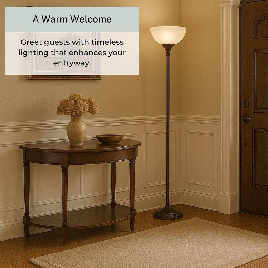 Bronze Floor Lamp, 72'' Torchiere with Glass Shade, Modern Floor Lamp s, Office