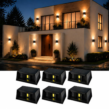 Solar Wall Lights Outdoor Waterproof, 3000K Up and Down Solar Light, 6 Pack