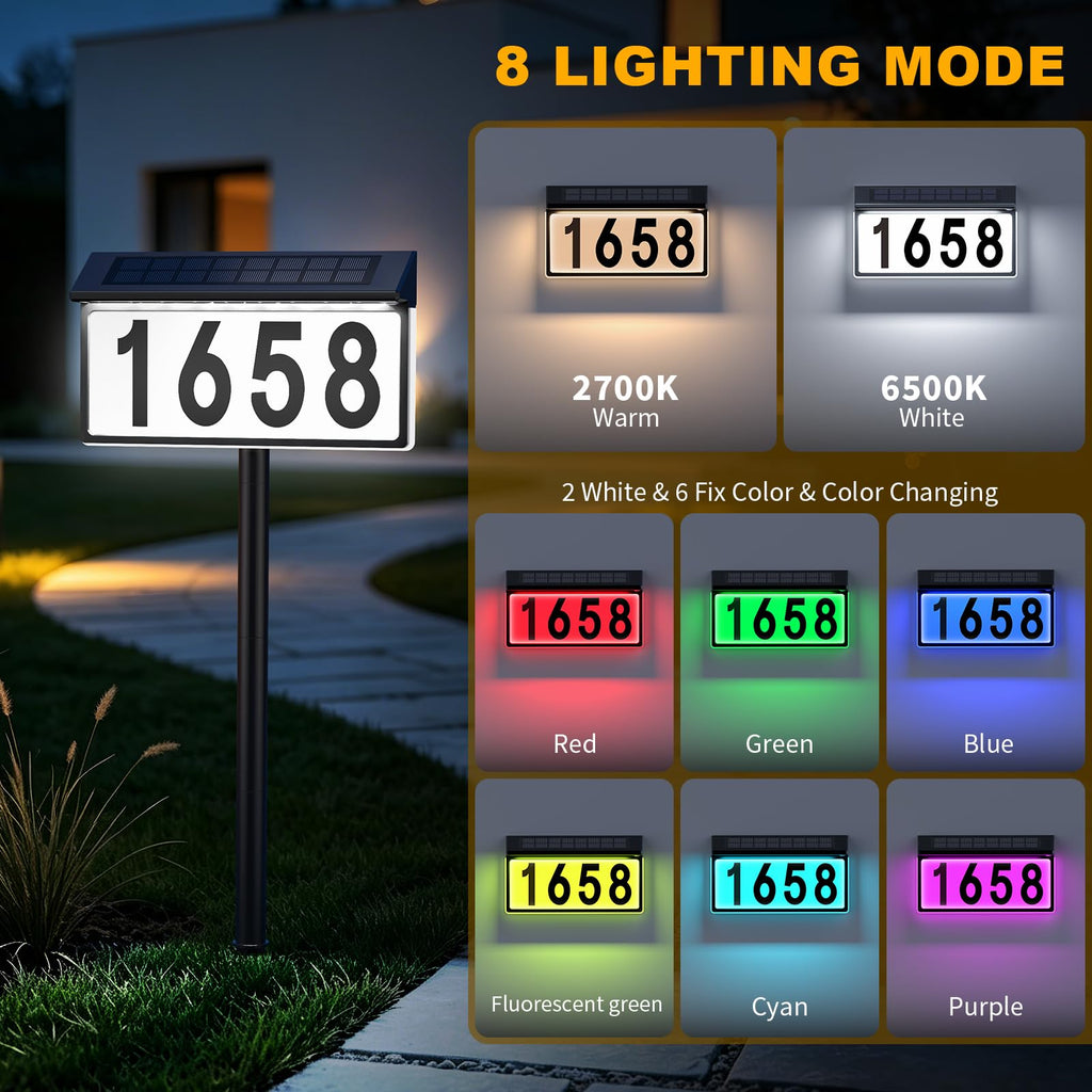 Solar Address Sign, Solar House Numbers for Outside Waterproof
