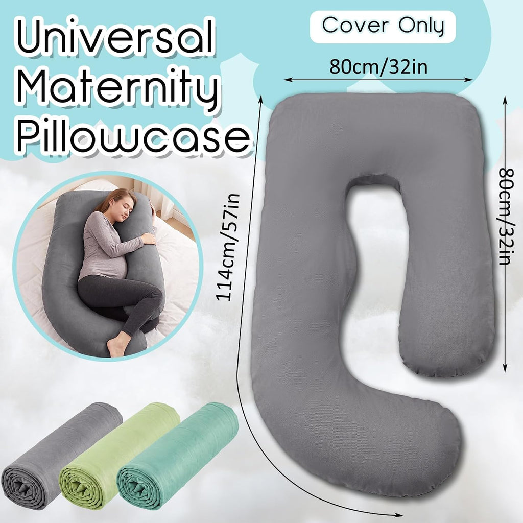 3 Pcs Pregnancy Pillow Cover U+J Shaped Full Body Pregnancy Pillow Case Cover, Soft Breathable Cotton Maternity, Fit
