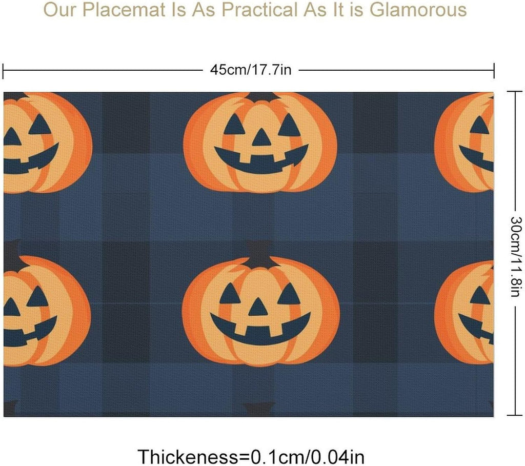 Round Pumpkin Graphic PVC Placemat Washable Dining Table Mat