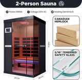 2-Person Full Spectrum Infrared Sauna, 1990W 120V with 12"*12" Red Light Therapy, 2 Speakers