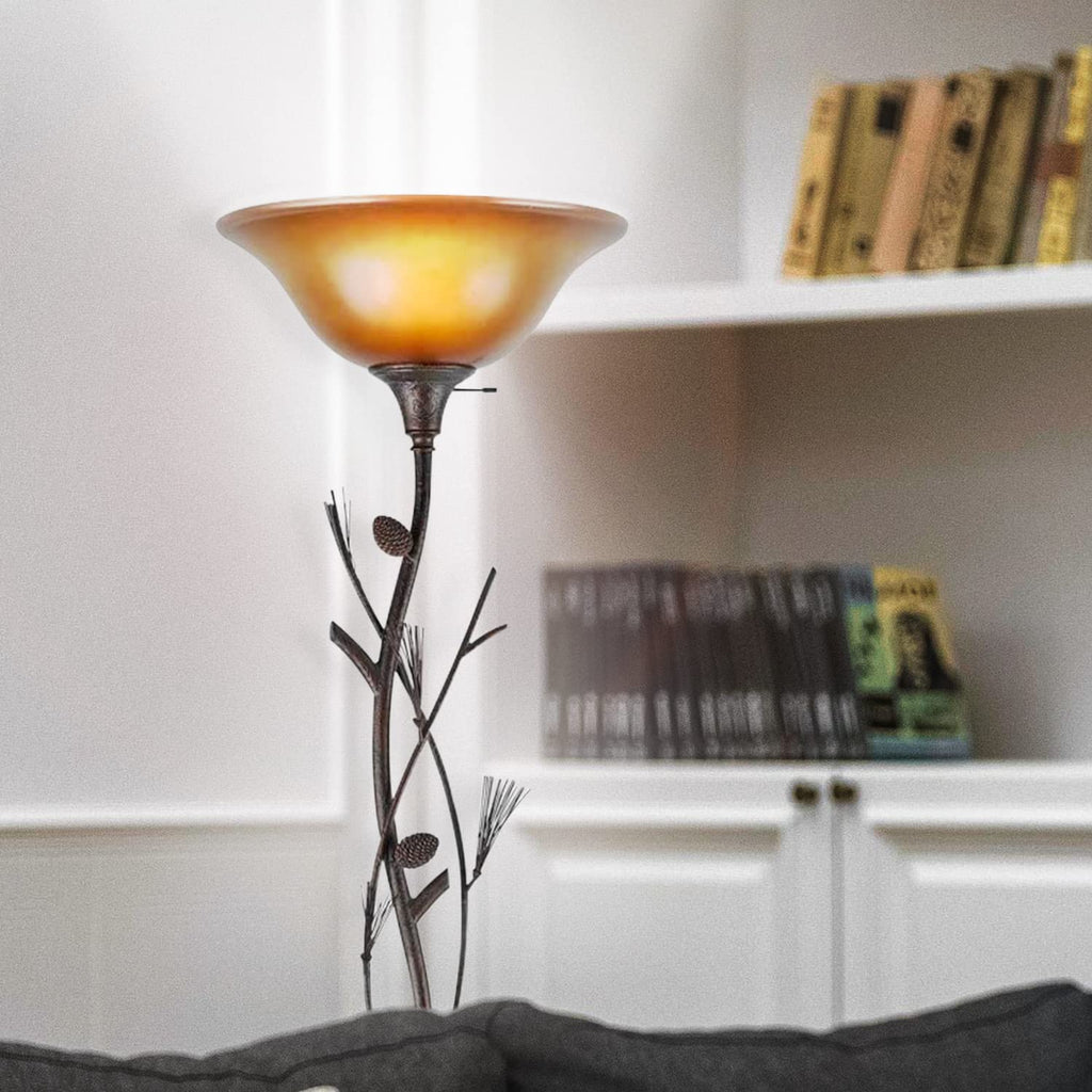 Leaf, Flower, Fruit One Torchiere Lighting Accessories, Brown, 29.3x22.5x9.8