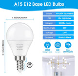 E12 LED 60W Equivalent Daylight White 5000K Ceiling Fan Bulbs, 600LM CRI 85+ Candelabra Bulbs Small Base, 6W