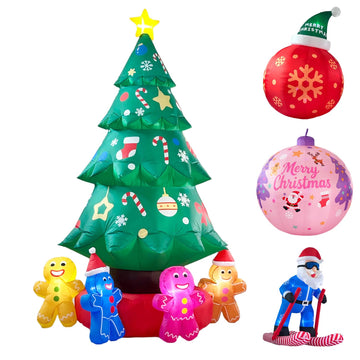 9ft Gingerbread Christmas Tree Inflatable, LED