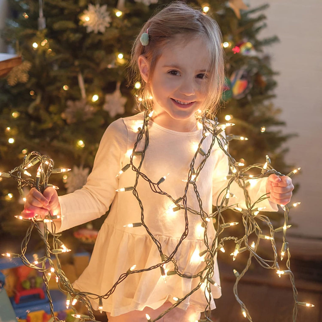 3 Sets Christmas Lights, 150 Count 33 FT Each Mini String Lights, Clear Green Wire Fairy Light, 120V UL Certified