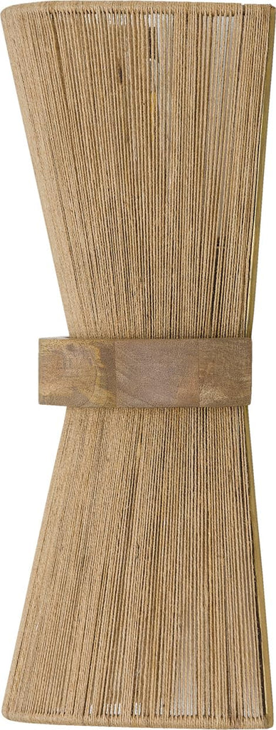 Lighting Maya Modern Mango Wood and Hand-Wrapped Natural Jute Rope Wall Sconce, 2-Light 120 Total Watts, 16"