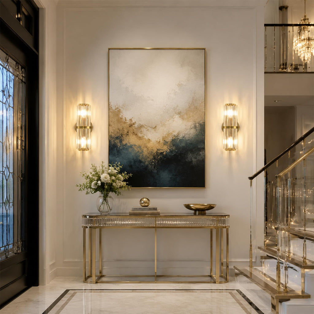 Gold Crystal Wall Sconces 11.8-Inch Modern Luxury Bathroom Sconces Light