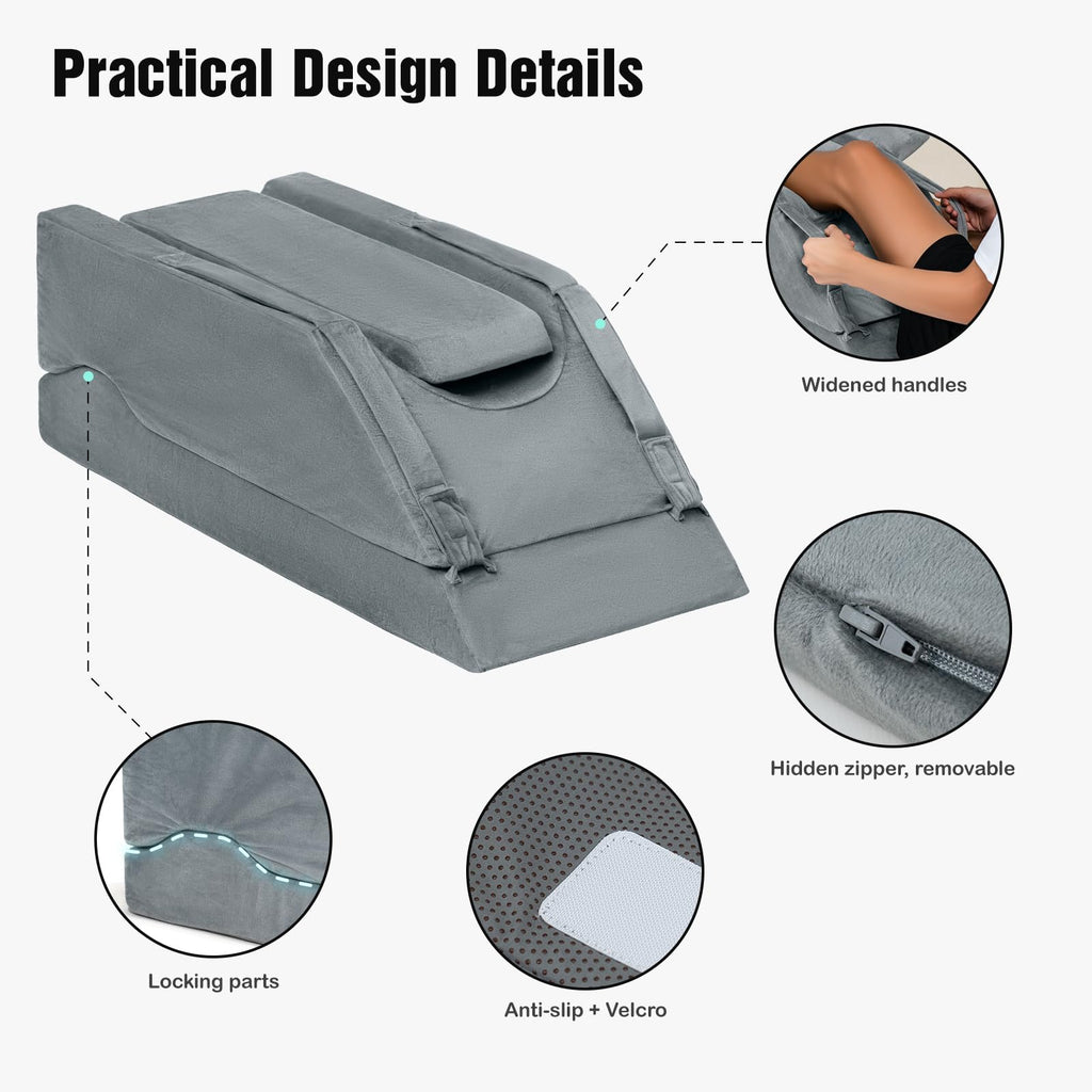 Adjustable Leg Pillow, Leg Elevation Pillows for After Surgery, Memory Foam Knee Hip Ankle Support for Pain Relief