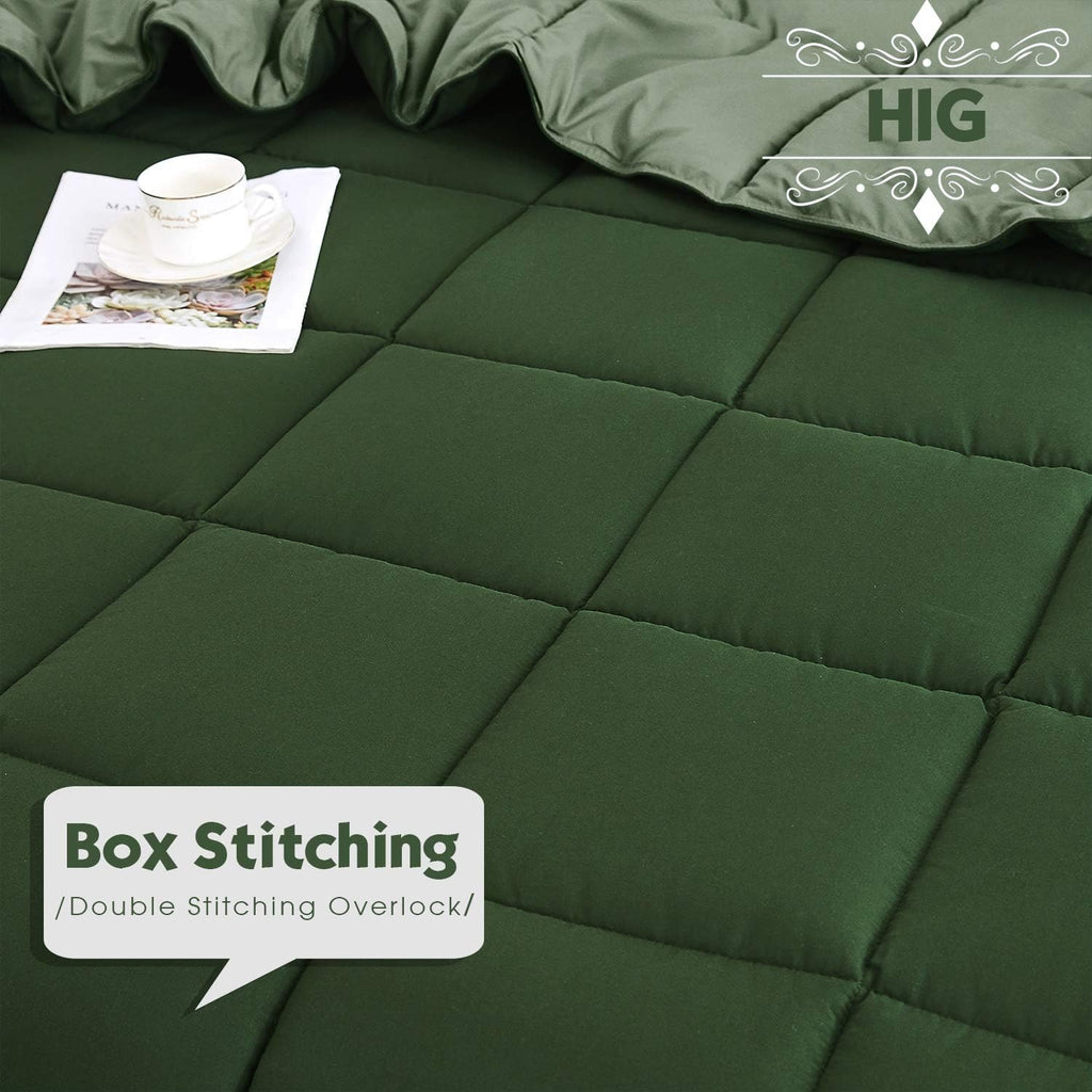 3pc Green King Comforter Set -All Season Reversible Down Alternative Comforter Bedding Comforter -Quilted Duvet Insert