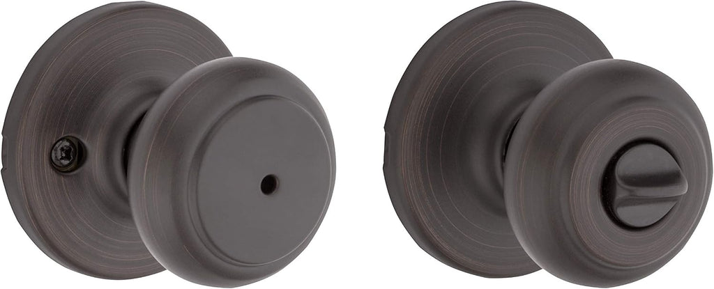 Cove Interior Privacy Door Knob with Lock, Door Handle , Venetian Bronze Keyless Turn Lock Doorknob (Pack of 4)
