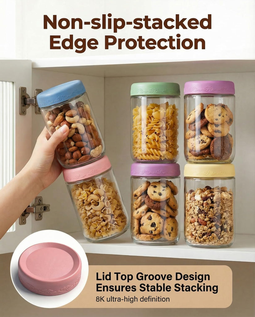 18 OZ 8Pack, Overnight Oats Jars with Lids, Glass Meal Prep Containers, Airtight Mason Jars for Breakfast, Yogurt
