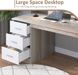 Home Office Desk with Drawers, 46" Small Desk, Computer Desk with Hutch and Drawers, Study Desk with Storage