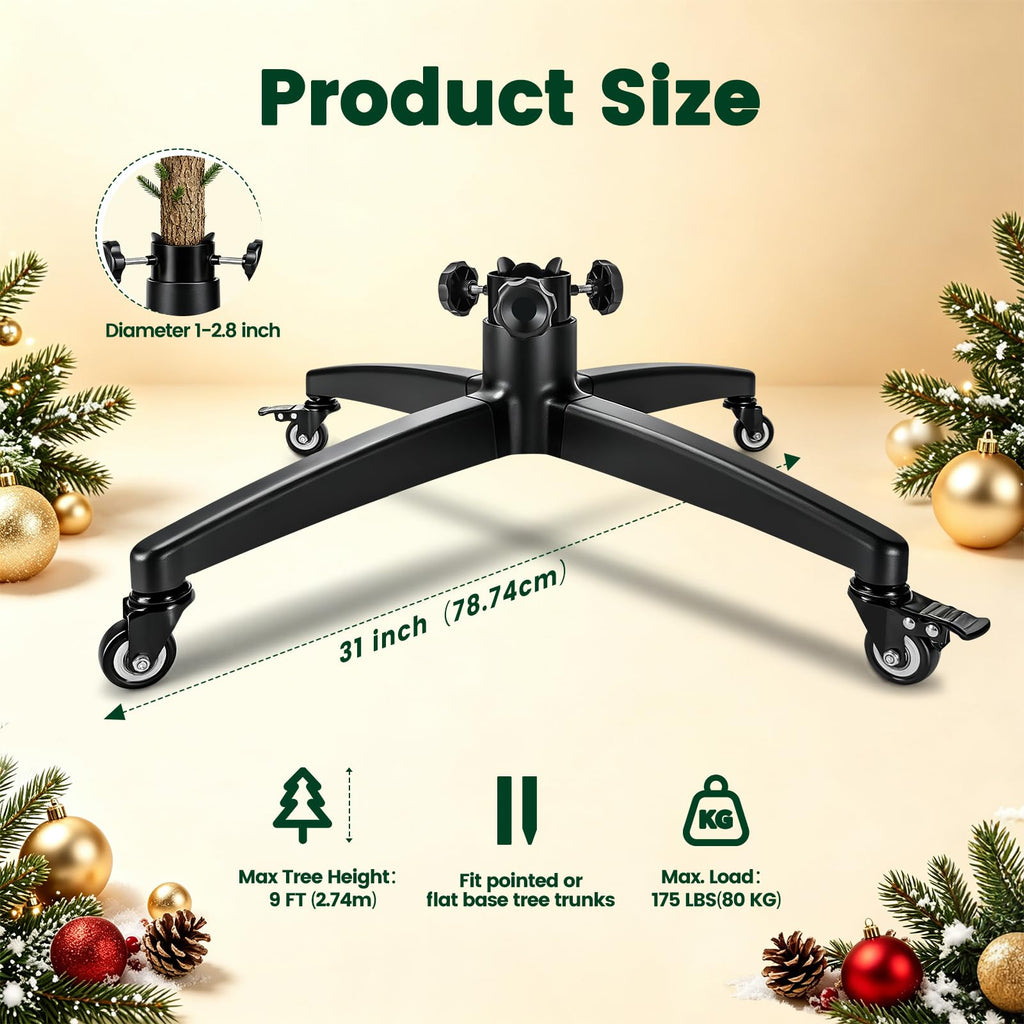 Rolling Christmas Tree Stand with Wheels for Up to 9 FT Artificial Trees