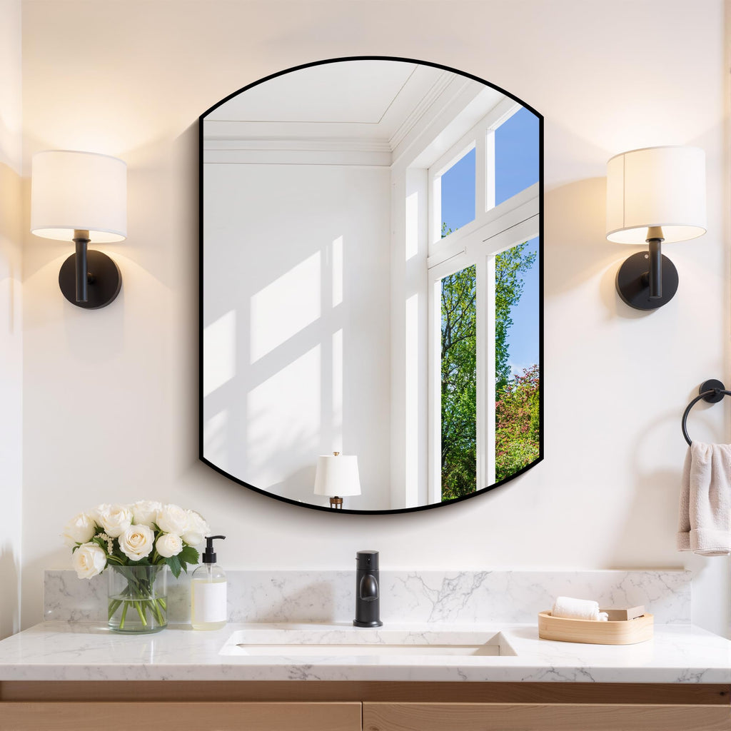 Bathroom, 18x24 Inch Black Oval Wall Mounted with Thin Metal Frame, Modern Bathroom Vanity Mirrors for Over Sink