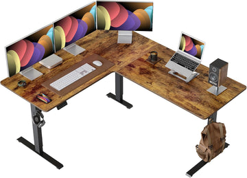 L Shaped Standing Desk - 63 x 55 Inch Electric Adjustable Height Corner Standing Desk, Ergonomic Sit Stand Up Table