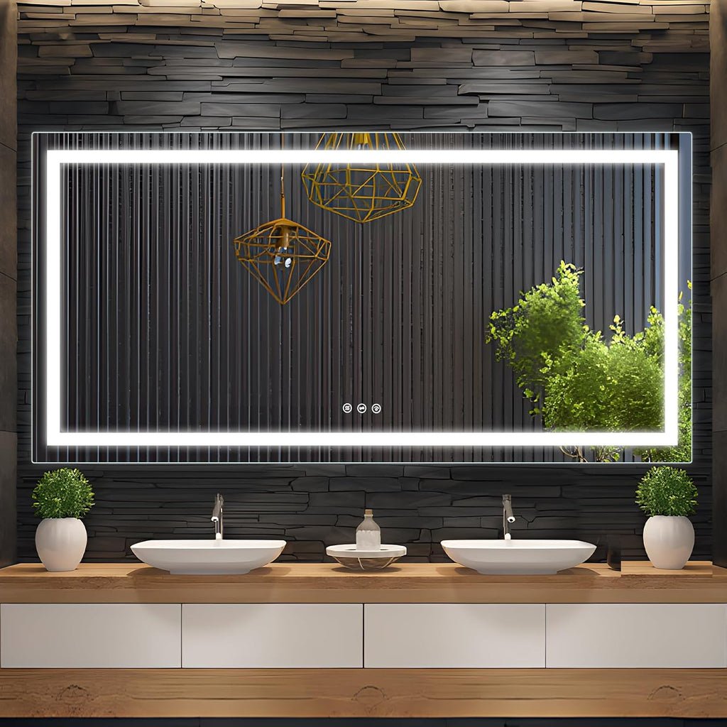 72" x 36" Bathroom Mirror with Lights, Anti-Fog Vanity Mirror with 3 Color Temperatures (3000K/4000K/6500K) &