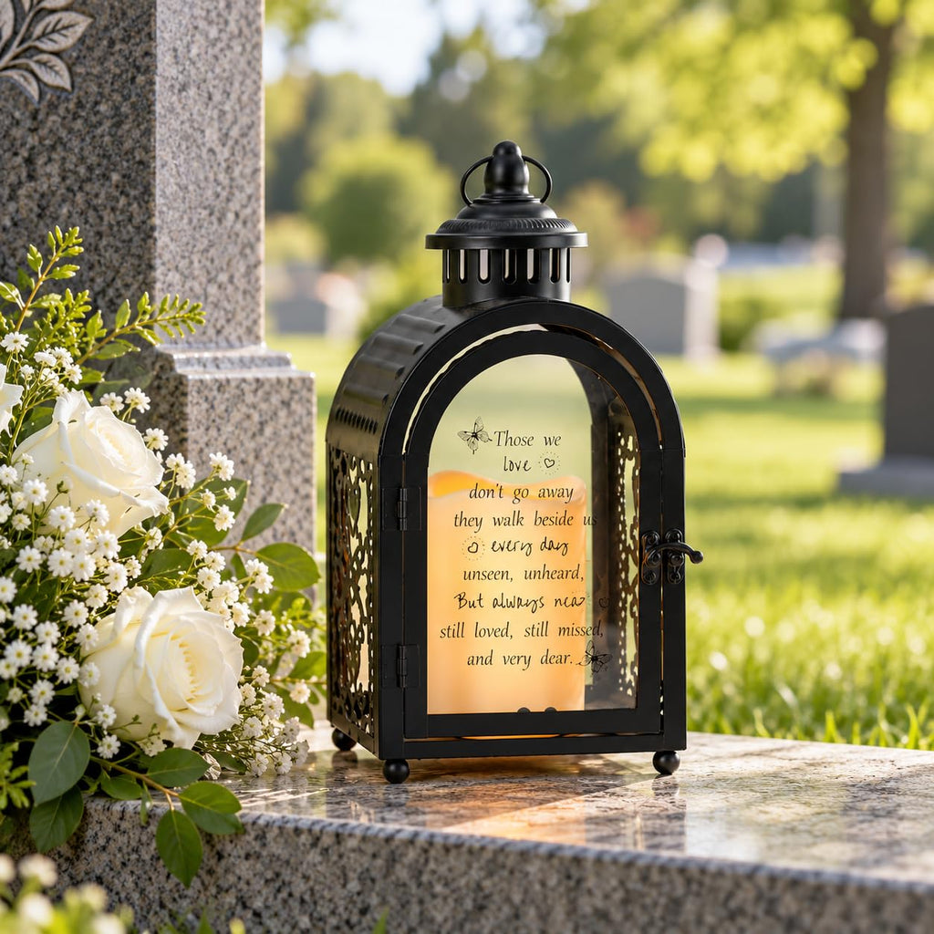 Memorial Lantern 11'' H Walk Beside Us Remembrance Lantern Black
