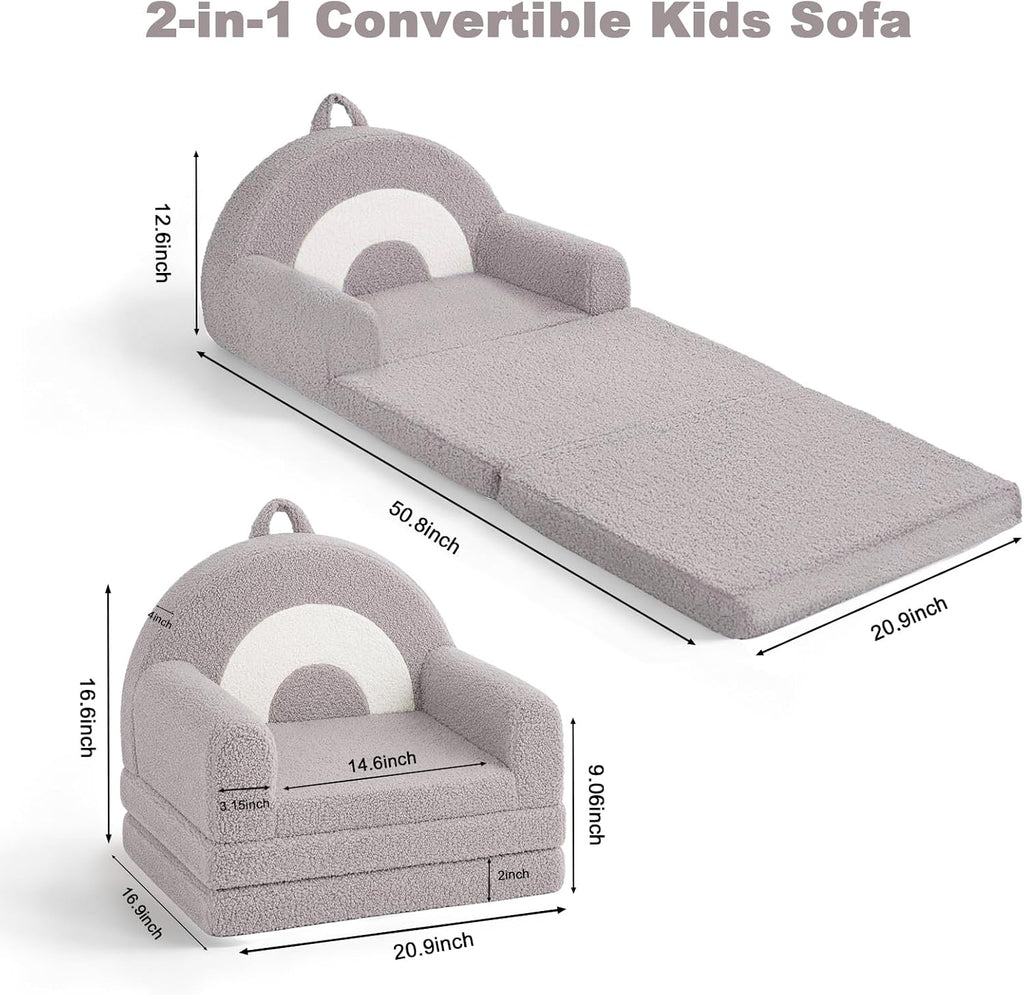 Kids Couch for Toddlers, in-1 Fold Out Toddler Sofa and Lounger, Supportive Foam Chair with Removable Washable