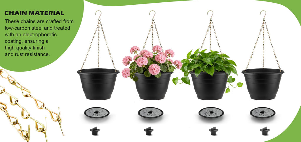 Hanging Planters 11 Inch, 3 Pack Self-Watering Hanging Baskets pots, Black