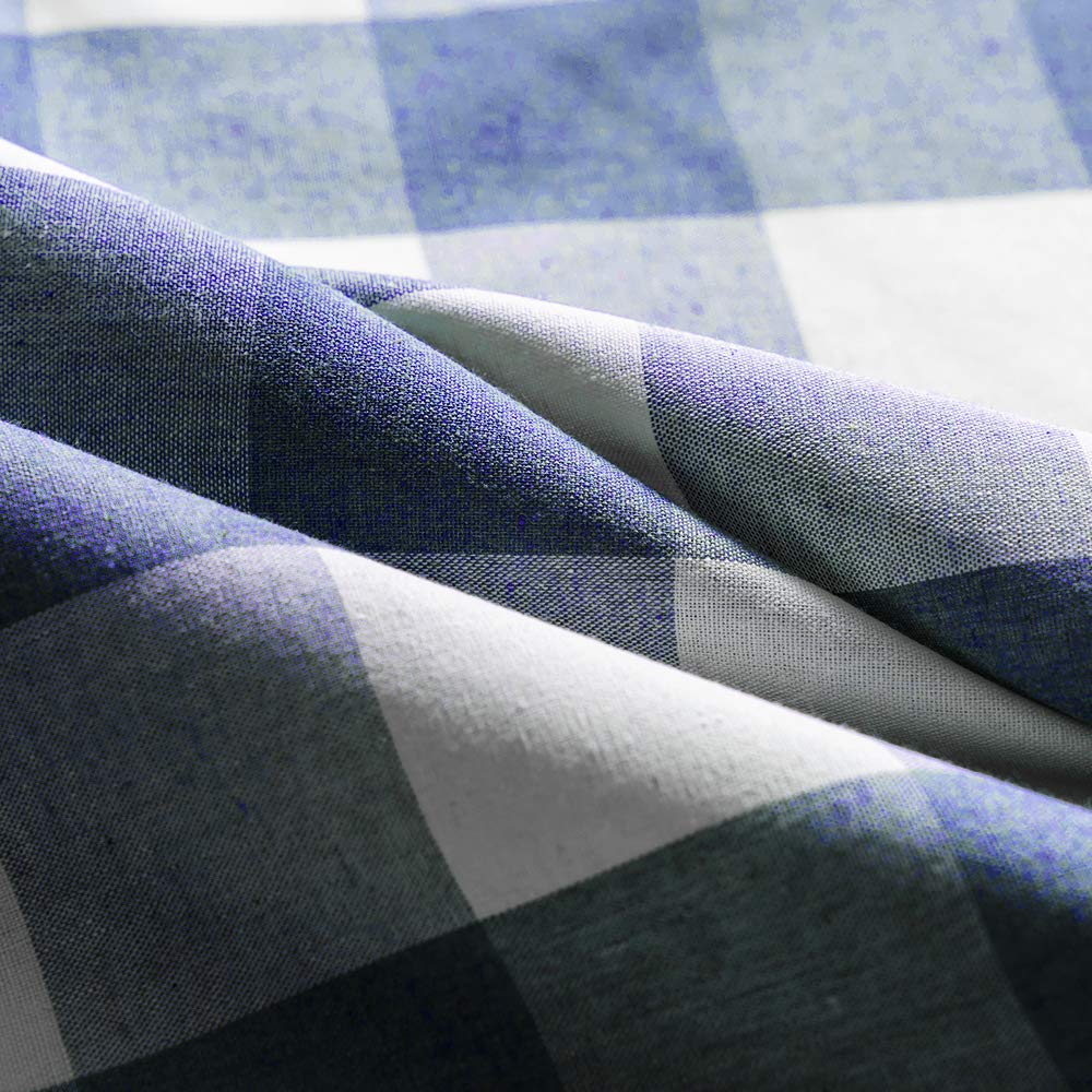 Swags Window Curtain Valance 1 Panel Buffalo Check Swag Classic Country Farmhouse Window Curtain - Navy Blue & White