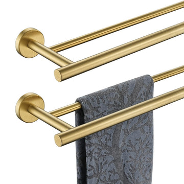 Gold Double Towel Bar, 20.5 Inch 304 Stainless Steel Thicken 0.8mm Towel Rack Bathroom, Towel Holder Brushed Gold