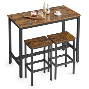 Bar Table Set with 2 Bar Stools, Modern Basic