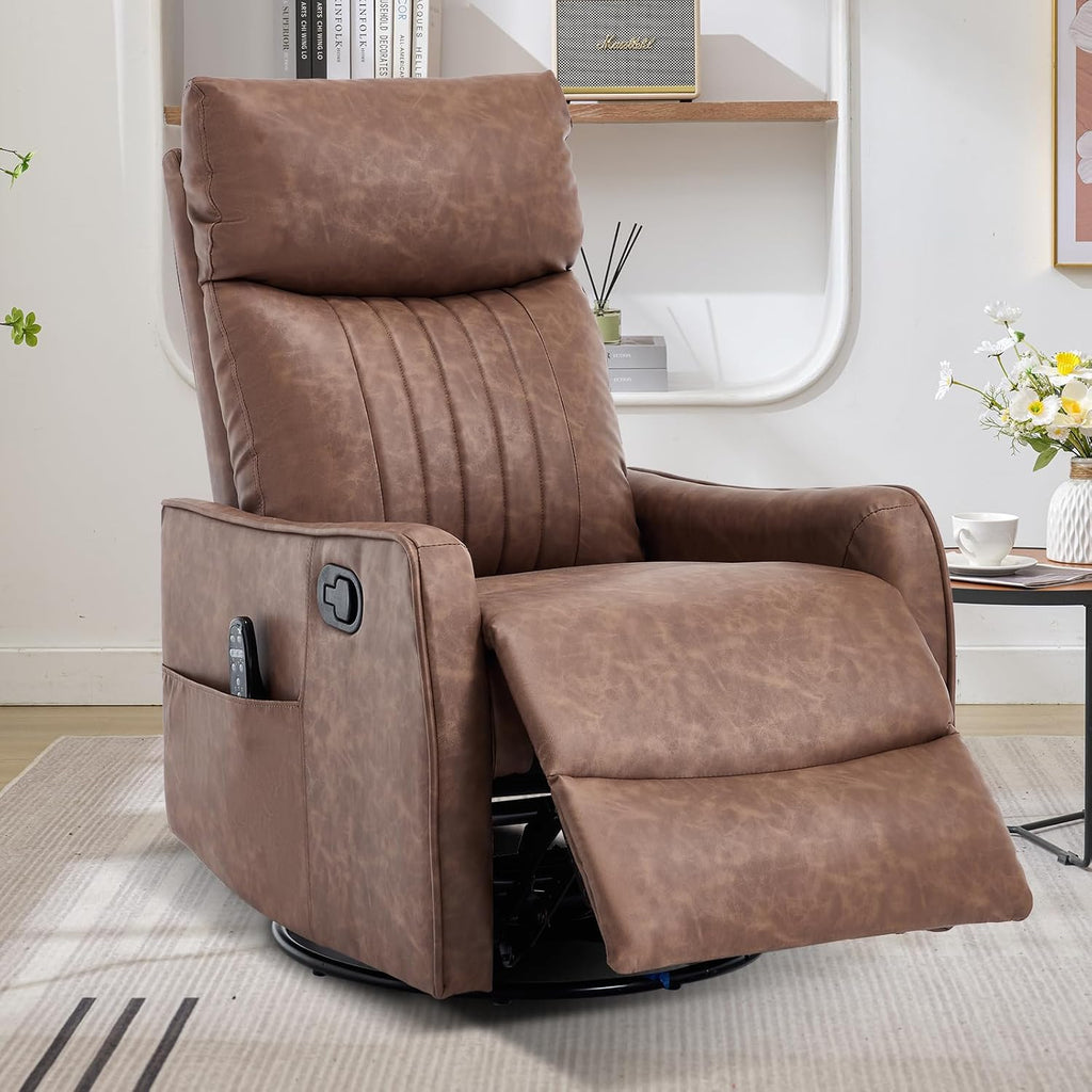 Swivel Rocker Recliner Chair, 360° Swivel Recliner with Heat and Massage, Rocker Recliner Nursery Glider Chair with