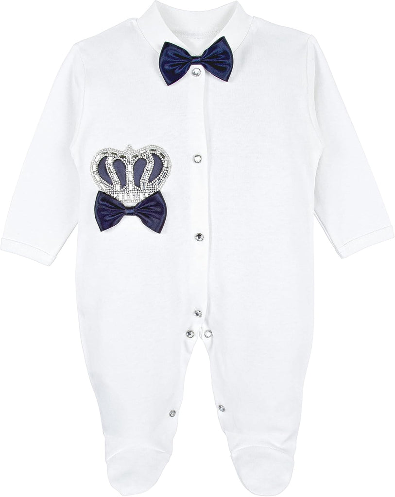 Baby Boy Jewels Crown Tuxedo Outfit Layette 5 Piece Gift Set