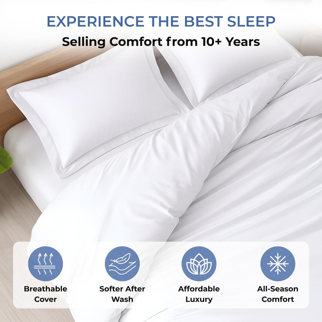 3 Pc Duvet Cover King Size Set-100% Egyptian Cotton 600 Thread Count Ultra Soft Premium Durable Comforter Cover