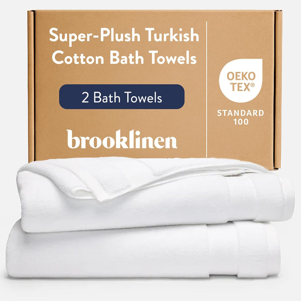 100% Turkish Cotton Bath Towels Spa-Quality Cotton - Set of 2, White