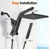 Filtered Rain Shower Head with Handheld Combo High Pressure 12'' Rainfall Shower Heads & Hidden Detachable Wand Dual