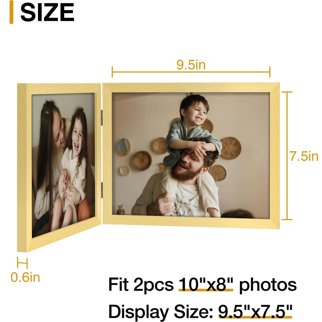 Double 10x8 Picture Frame Horizontal, Gold