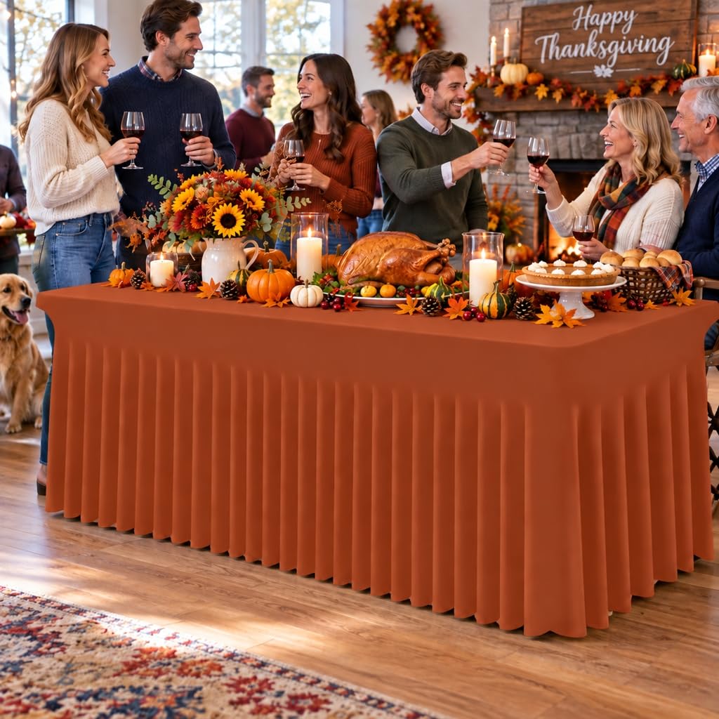 Spandex Elastic Fitted Table Cloth Skirt for 6FT Rectangle Table