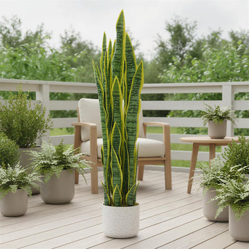 3Ft Fake Snake Plant with 33 Realistic Leaves Tall Artificial Faux Snake Plant Potted Fake Mother-in-Law's Tongue