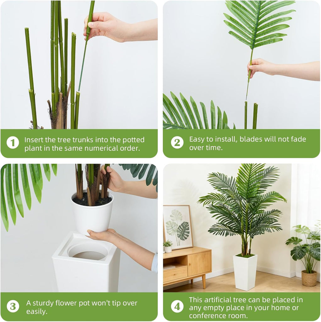 5FT Artificial Palm Tree with Thickened Planter, Fake Plant Indoor