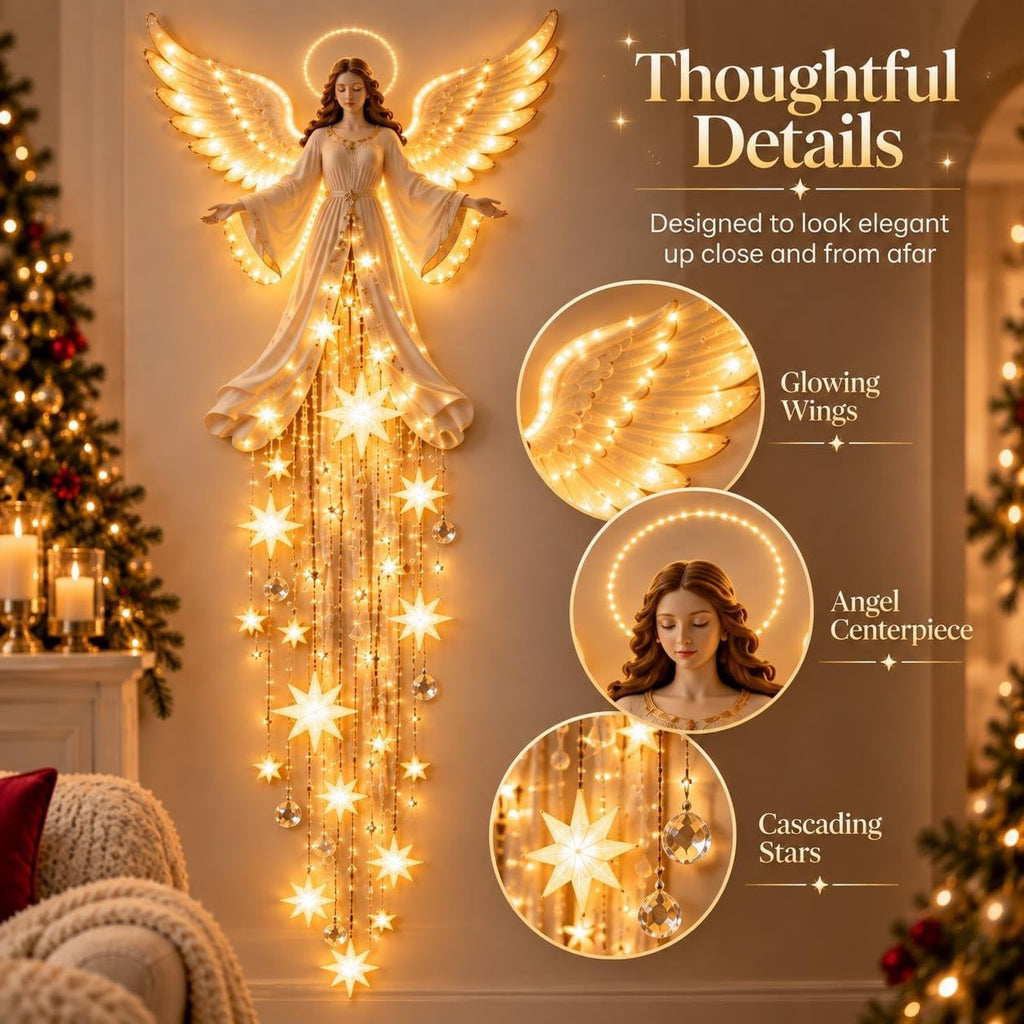 Angel Blessing Wall Light, Starglow Cascading Christmas Angel with Glowing