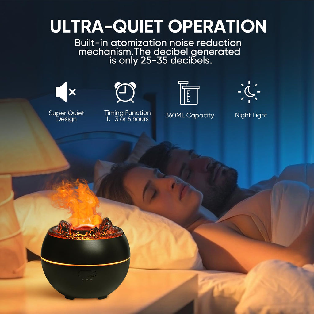 Essential Oil Diffuser, Volcano Fire Flame Aromatherapy Diffuser, 360ml Ultrasonic Cool Mist Humidifier, Scent Aroma