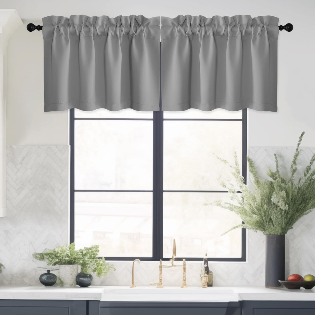 4 Panels Silver Grey Bathroom Curtains Window Valance