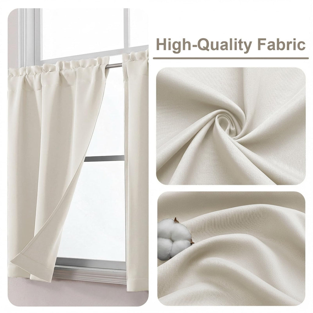 Natural Short Curtains 30 Inch Length 2 Panels