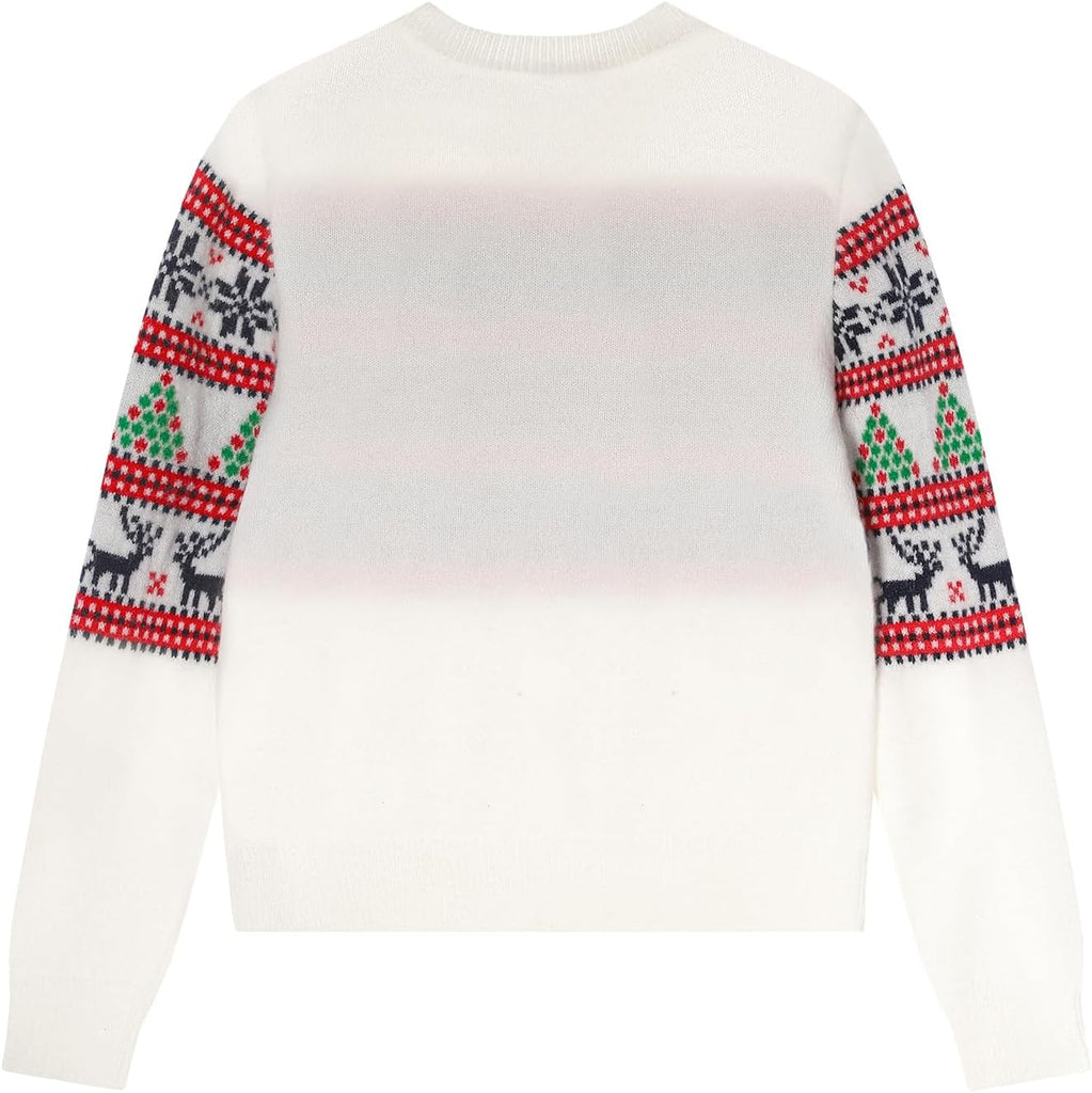 Fair Isle Sweater - Chunky Wool Blend Crewneck Pullover, Long Sleeve Knit Jumper for Fall Winter Xmas