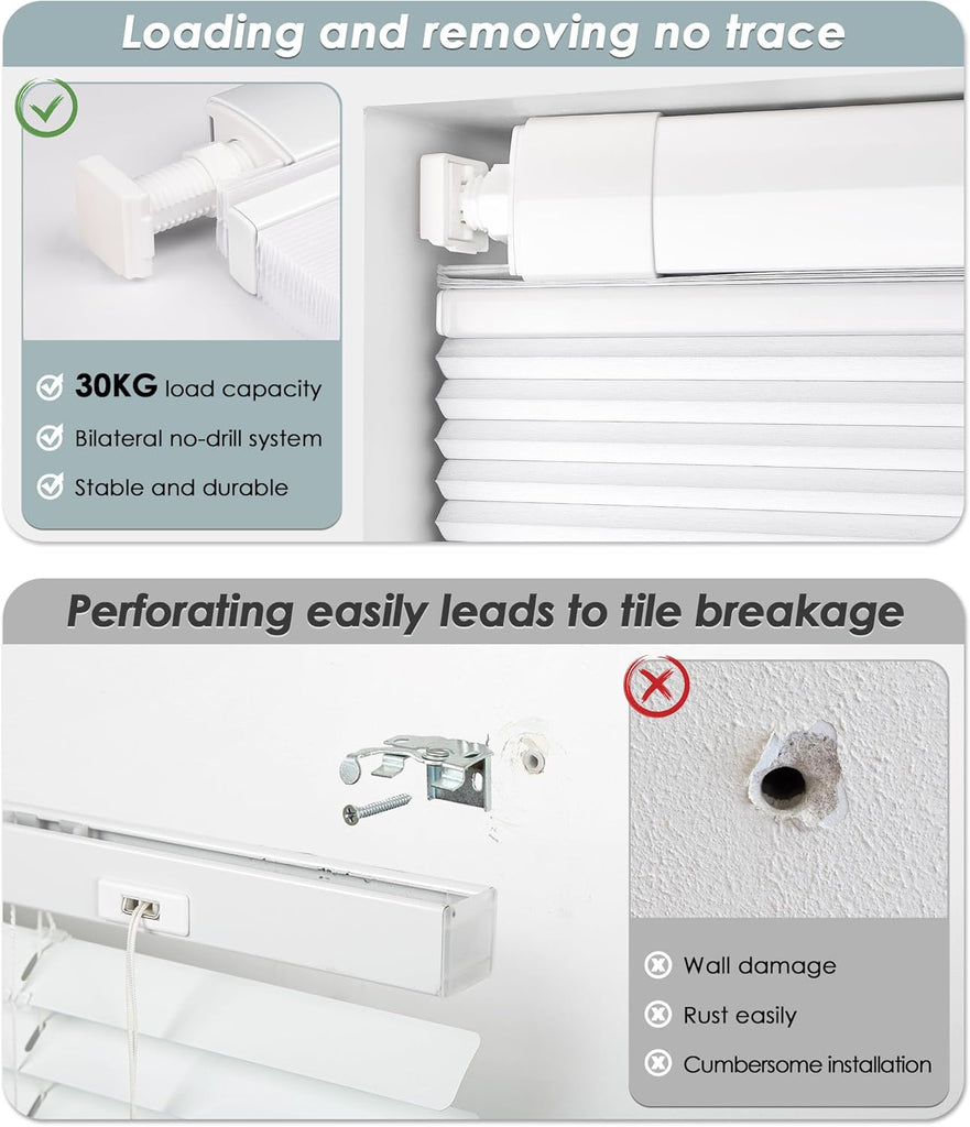 No Drill Cordless Cellular Shades, Dark Grey | Top Down Bottom Up (TDBU) Honeycomb Shades, Blackout Light Blocking