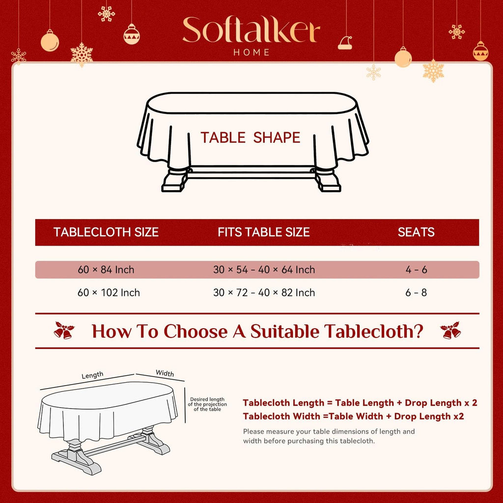Christmas Jacquard Oval Tablecloth, 60 x 84 Inch