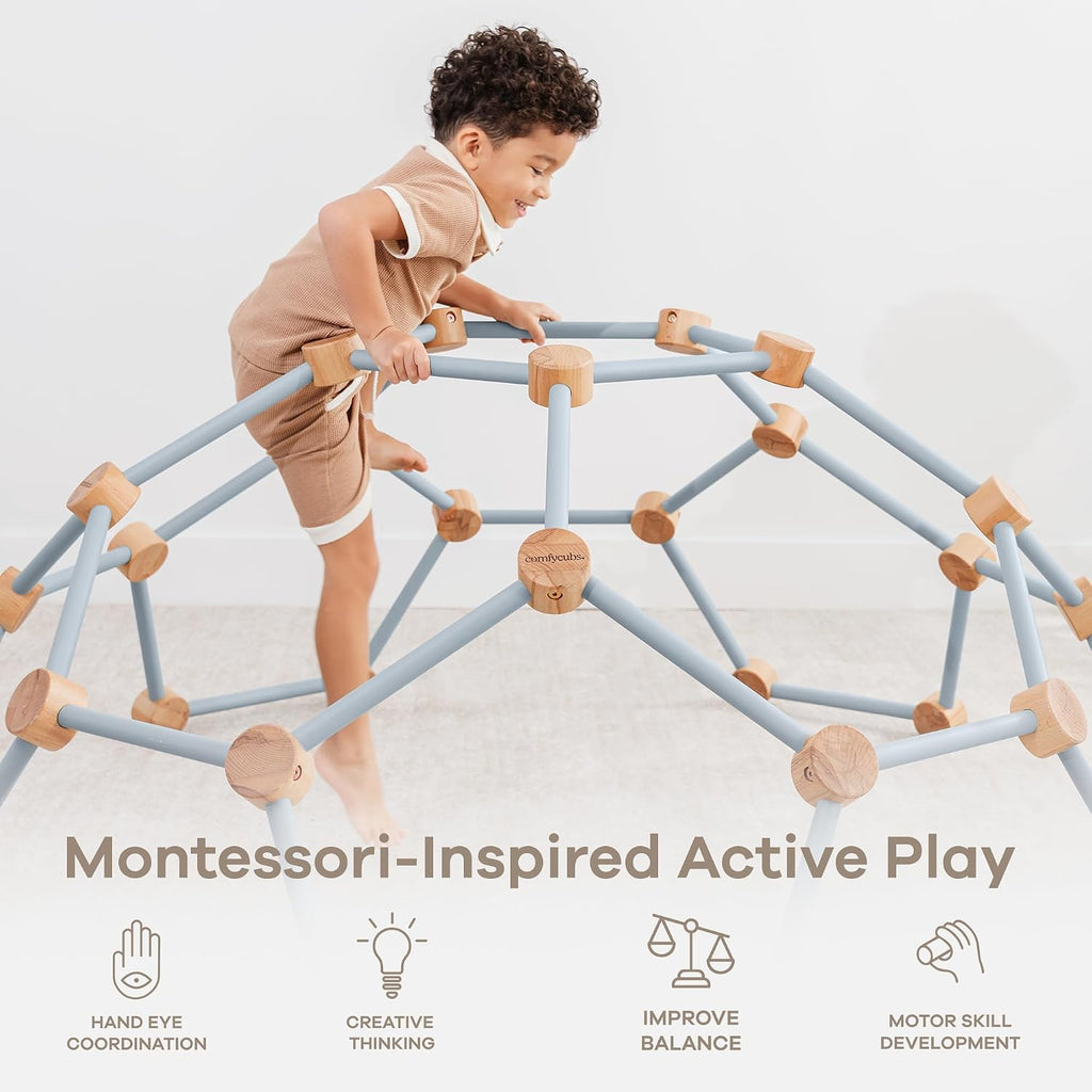 Wooden Toddler Play Gym for 3-6 Years Old - Montessori Climber for Kids - Safe Climbing Toy Support up to 120 lbs