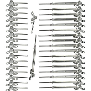 T316 Marine Grade Stainless Steel Cable Railing Hardware Kit for 1/8 Inch Cable Railing System, 32 Pairs, Adjustable