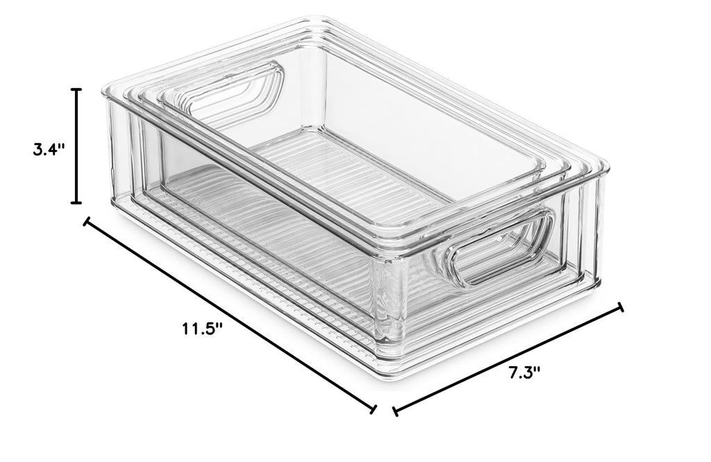 Set Of 16 Refrigerator Organizer Bins - Plastic Pantry Organization and Storage Baskets - Stackable Food Fridge
