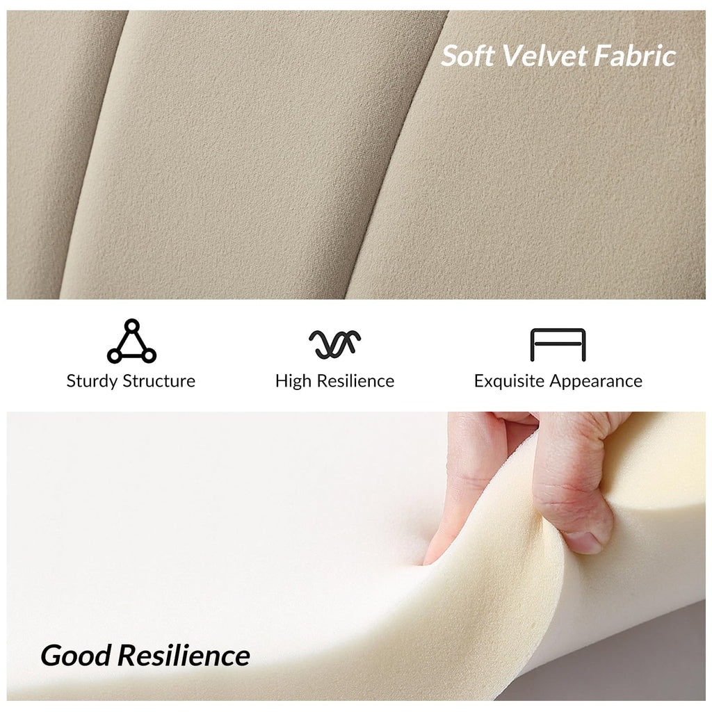 Modern Loveseat Sofa with Flower Shaped Backrest, Tan