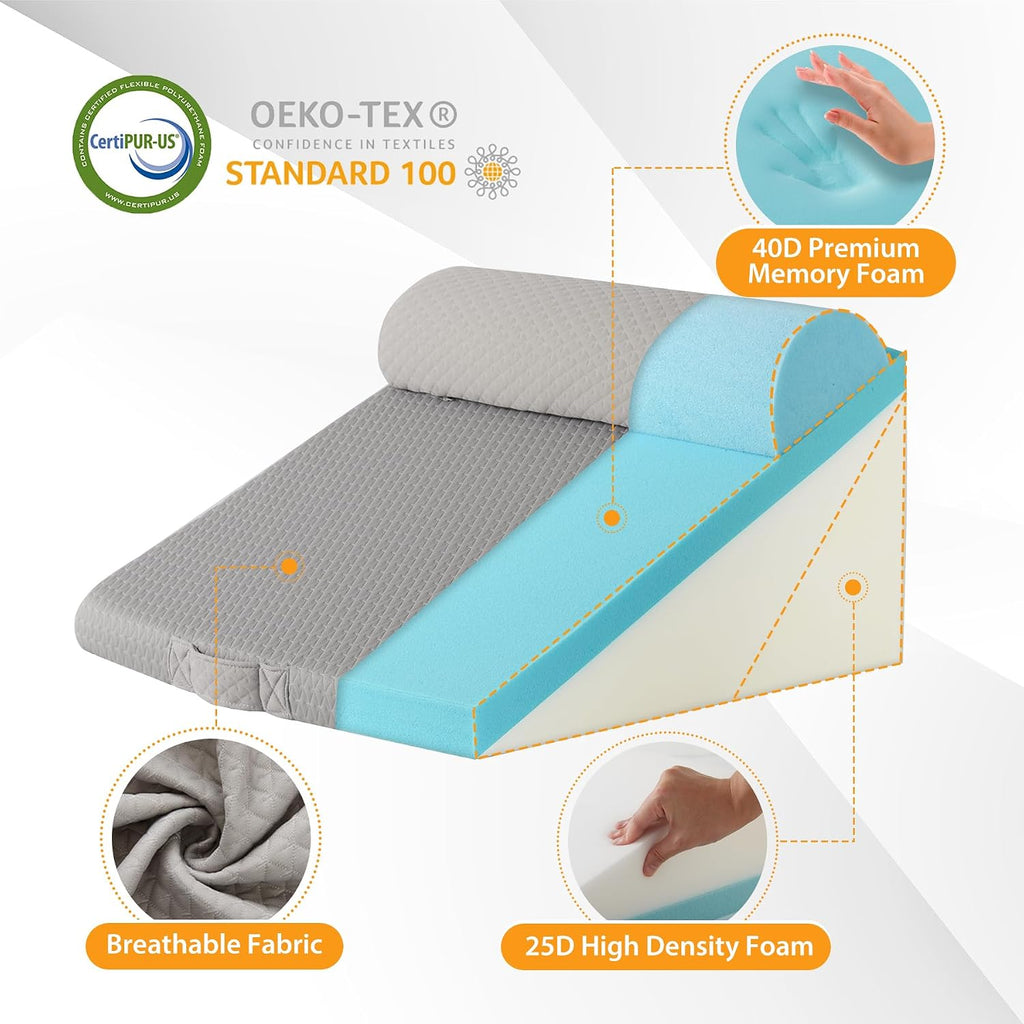 Wedge Pillow Set for After Surgery, 3PCS Adjustable 9&12 Inch Bed Wedge Pillow for Sleeping, Incline Pillow Wedge for - Set of 3