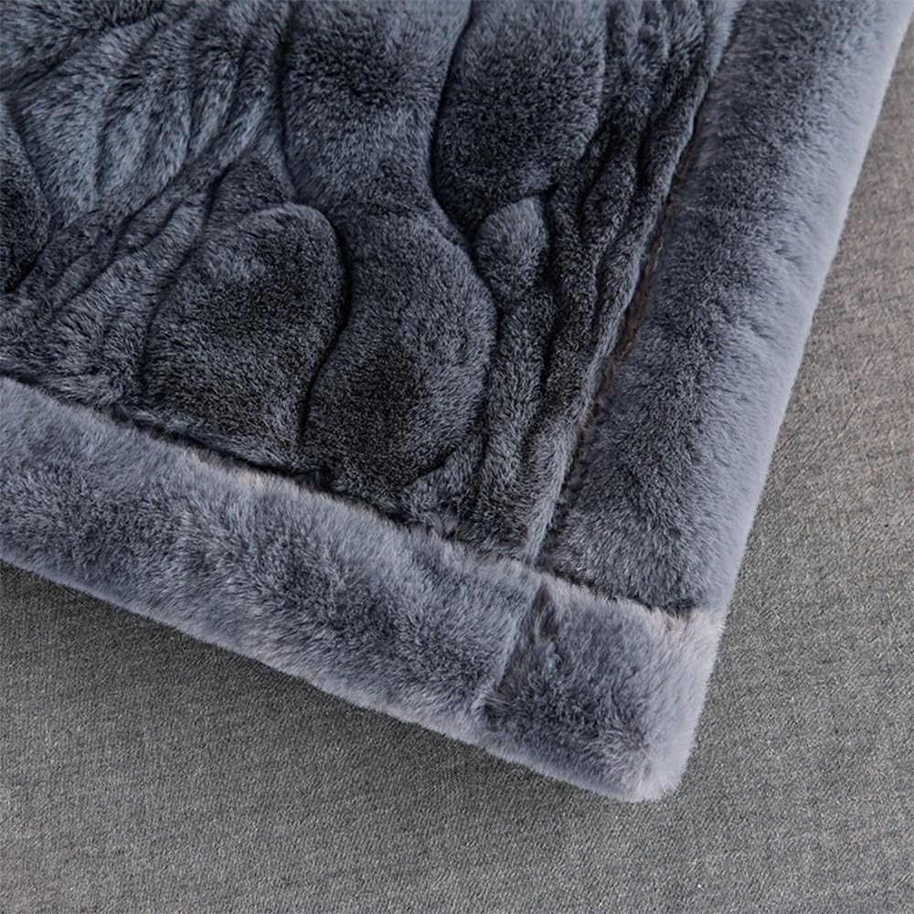 Premium Reversible Luxury Faux Fur Throw for Couch, Sofa, Or Bed,Faux Mink Blanket Heavy, 2 Ply- Plush Cozy Soft